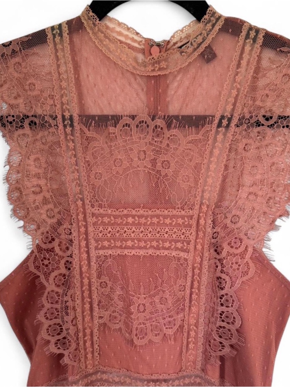 Express Rose Lace-Trim Mock Neck Camisole